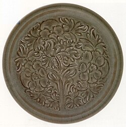 Chinese bowl, Northern Song Dynasty, 11th or 12th century, porcelaneous pottery with celadon glaze