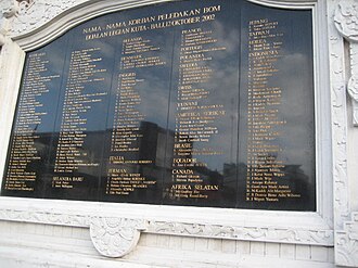 A list of victims of the 2002 Bali bombings, present at one of the bombing locations