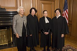 The first four female justices: O'Connor, Sotomayor, Ginsburg, and Kagan