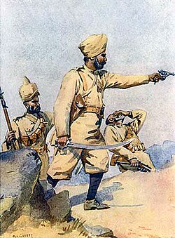 24th Punjabis . Watercolour by Major AC Lovett, 1910.