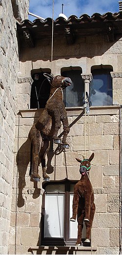 Donkeys of Solsona, Catalonia, Spain, hung in the tower bell