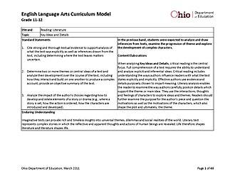 A 12th grade English studies curriculum provided by the Ohio Department of Education in Ohio