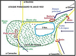 Sketch showing the Paraguayan counterattack on Pitiantutá Lake