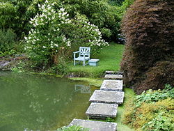 Churchill's seat, from which he fed his golden orfe
