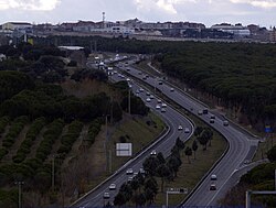 The autovía A-5 outside Madrid. It is a duplication of the old National Road 5.