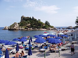 A beach in Taormina, Italy