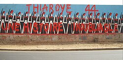Mural in Dakar commemorating the Thiaroye massacre. It reads "Thiaroye '44, an unforgettable event".