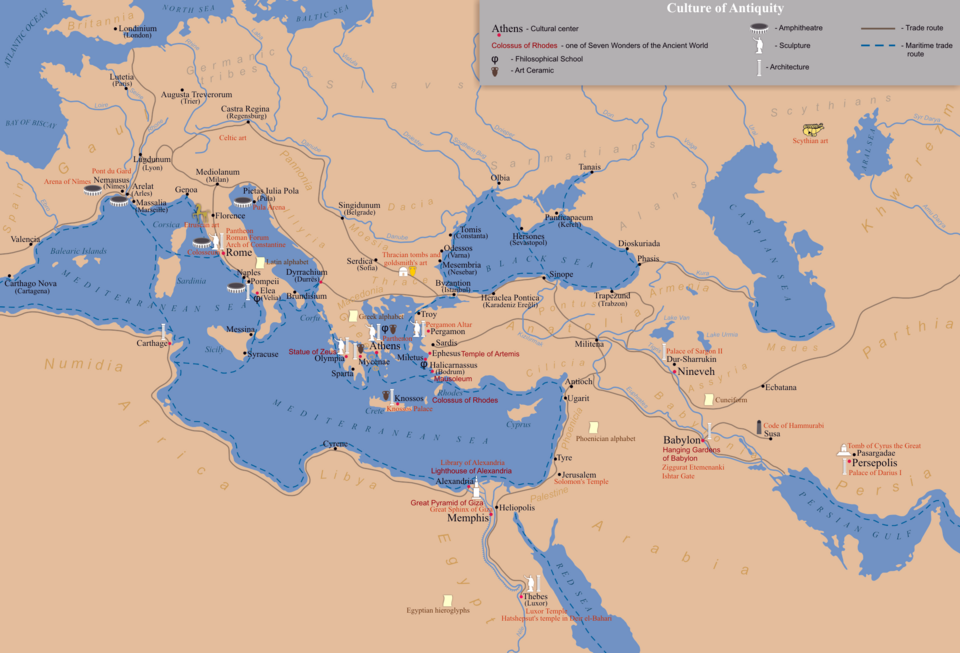 A map of the ancient world, centered on Greece.