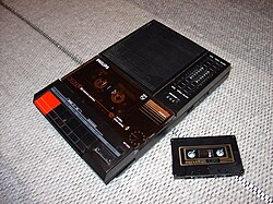 An early portable compact cassette recorder by Philips (model D6350)