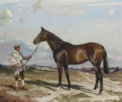 Golden Corn, a racehorse owned by Marshall Field III,[9] painted by Lynwood Palmer in 1922