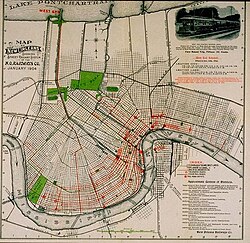 Map of New Orleans Showing Street Railway System of the New Orleans Railways Company, January 1904.