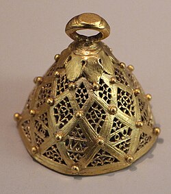 Greek gold fretworked bell, c. 390 AD