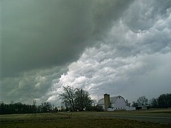 Severe thunderstorms containing hail can exhibit a characteristic green coloration.[15]