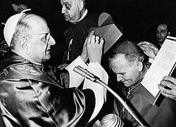 Paul VI making Karol Wojtyła (the future Pope John Paul II) a cardinal in 1967.