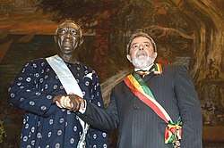 Kufuor with President of Brazil Luiz Inácio Lula da Silva in 2005
