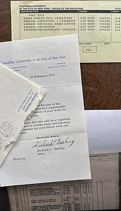 Some student-related documents from the Columbia University School of Library Service in the early 1970s