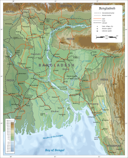 Physical map of Bangladesh