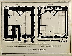 Plan of Norwich Castle keep by William Wilkins, prior to alterations completed in 1793 by John Soane