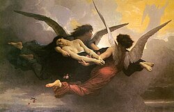 Depiction of a soul being carried to heaven by two angels by William-Adolphe Bouguereau