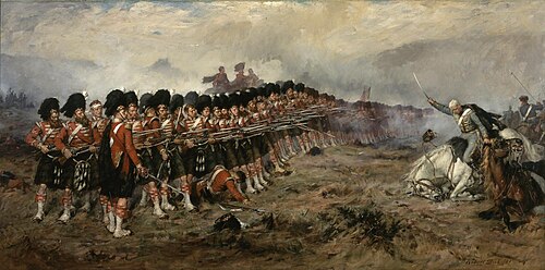 "The Thin Red Line" at the Battle of Balaclava, where the 93rd Regiment held off Russian Cavalry