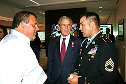 Christie with former President George W. Bush and Leroy Petry in September 2011
