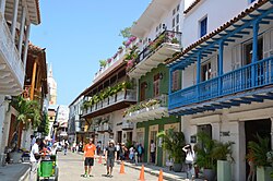 Colonial balconies in the streets of Cartagena
