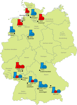 Eight German nuclear power reactors (Biblis A and B, Brunsbuettel, Isar 1, Kruemmel, Neckarwestheim 1, Philippsburg 1 and Unterweser) were declared permanently shut down on 6 August 2011, following the Japanese Fukushima nuclear disaster.[145]