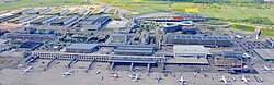 Aerial view of the airport and Stuttgart Trade Fair