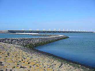 Oosterscheldekering, a storm surge barrier in the Netherlands.