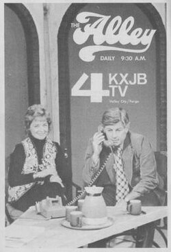 KXJB-TV broadcasting from the West Acres Shopping Center with Sally Hilleboe and Jim Adelson.