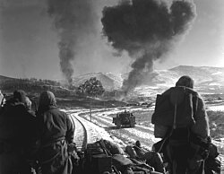 F4U Corsairs providing close air support to Marines of the 1st Marine Division fighting Chinese forces in North Korea, December 1950