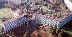 The crash site of El Al Flight 1862 in 1992