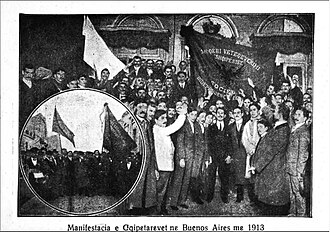 Albanians celebrating independence from Ottoman Turkey, Buenos Aires, 1913