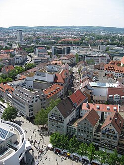 View from Ulm Minster towards Hirschstraße
