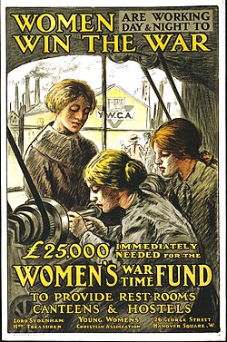 Poster urging women to join the British war effort, published by the Young Women's Christian Association, 1915