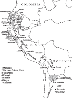 A map of the Andean languages
