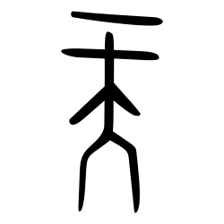 Zhou dynasty oracular version of the grapheme for Tian, representing a man with a head informed by the north celestial pole[28]