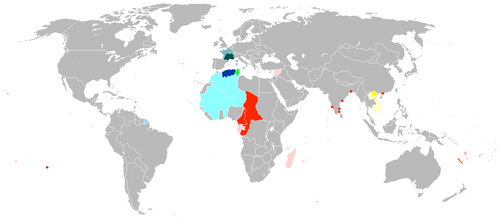 The gradual loss of all Vichy territory to Free France and the Allies by 1943. Legend.