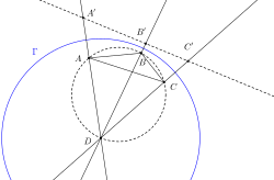 Construction used in the proof of Ptolemy's theorem.