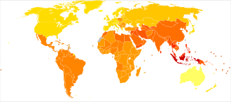 Disability-adjusted life years lost due to schizophrenia per 100,000 inhabitants in 2004 no data ≤ 185 185–197 197–207 207–218 218–229 229–240 240–251 251–262 262–273 273–284 284–295 ≥ 295