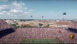 A military flyover of the stadium prior to a 2021 game.