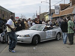 "Ya-Ka-Mein Lady" at second line in Uptown New Orleans, 2010