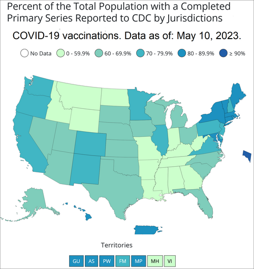 Percent of people fully vaccinated as of May 2023