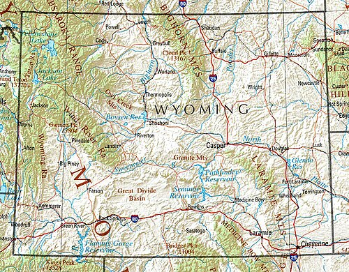 Wyoming terrain map