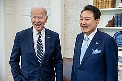 Yoon with U.S. President Joe Biden in the Oval Office in April 2023
