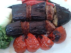 Patlıcan kebap, served at an Urfa-style restaurant in Ankara