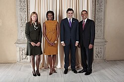 Sandra Roelofs, Michelle Obama, Mikheil Saakashvili and Barack Obama in 2009