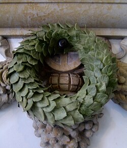 A laurel wreath decorating a memorial at the Folketing, the national parliament of Denmark.