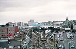 An aerial view of Newcastle Central Station.