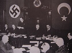 Franz von Papen and Şükrü Saraçoğlu signing the Turkish-German friendship treaty